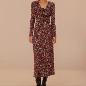 #17 NWT FARM Rio Purple Chelsea Garden Flowers Knot Maxi Dress